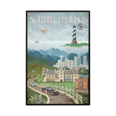 North Carolina by Mercana Studio a Hand Embellished Textured Framed Art Print by Mercana at Eve Furniture