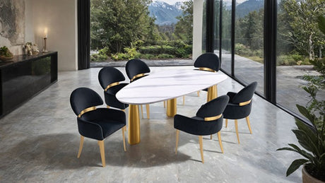 Northam White/Matte Gold 7-Piece Dining Room Set W/ Black Chair by Furniture of America at Eve Furniture