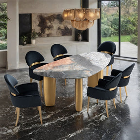 Northwich Black/Gray/Matte Gold 7-Piece Dining Room Set W/ Black Chair by Furniture of America at Eve Furniture