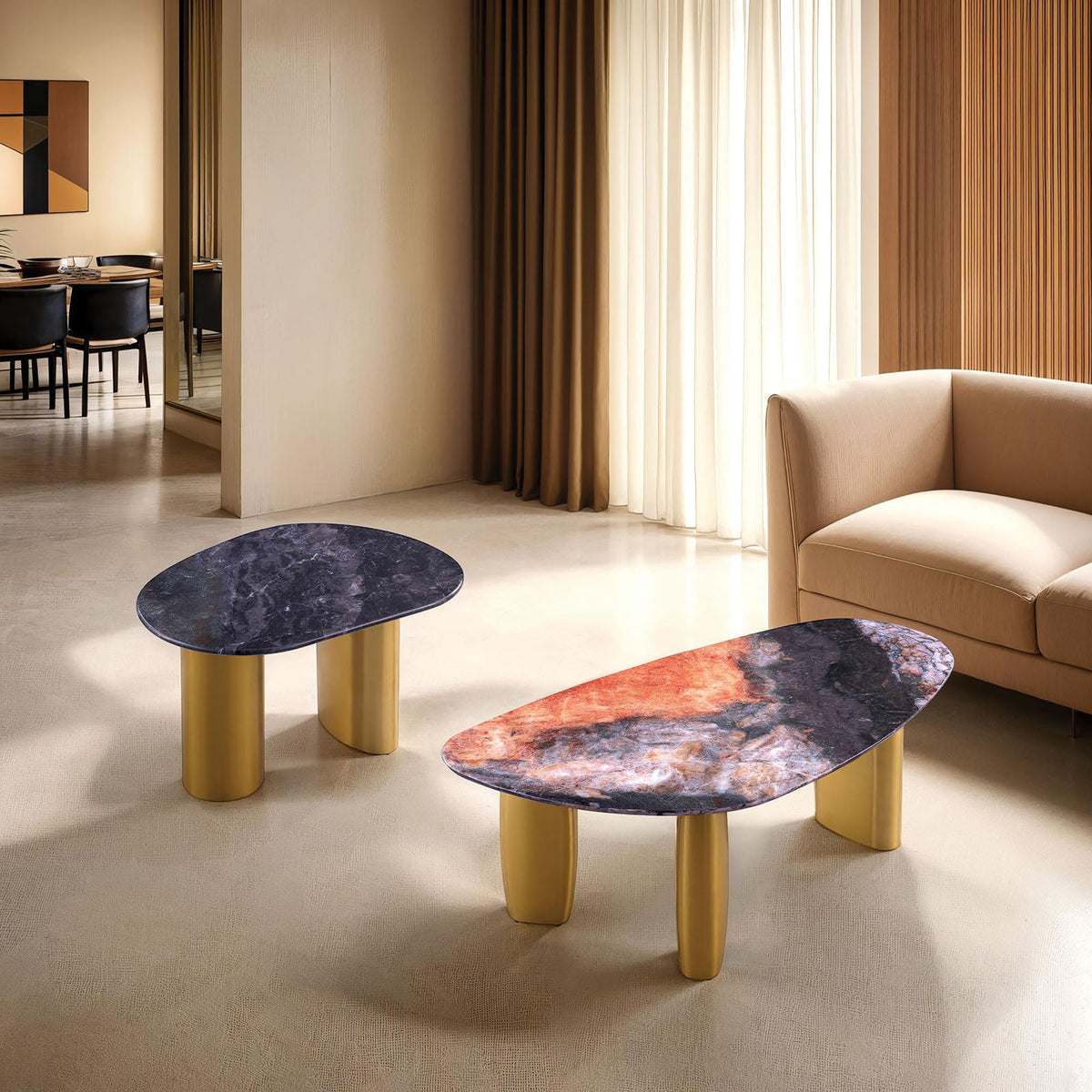 Northwich Black/Gray/Matte Gold Coffee Table by Furniture of America at Eve Furniture