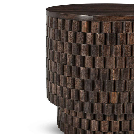 Norwood Bark Brown Round End Table by Classic Home at Eve Furniture