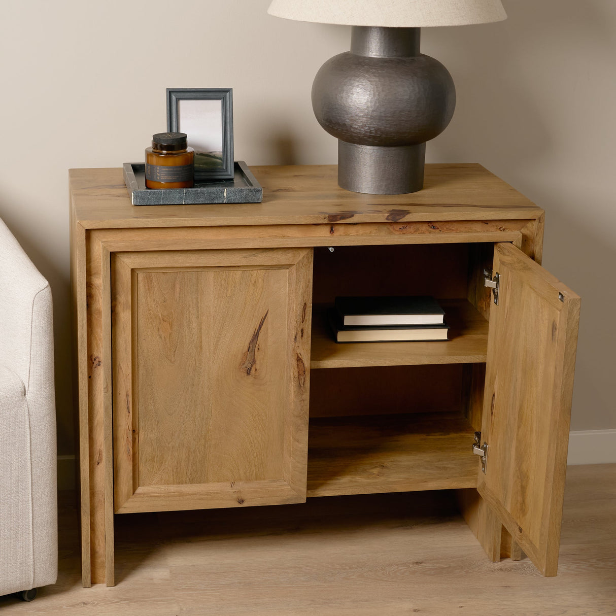 Notts Brown Wood 2-Door Accent Cabinet by Mercana at Eve Furniture