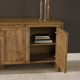 Notts Brown Wood 4-Door Closed Sideboard by Mercana at Eve Furniture