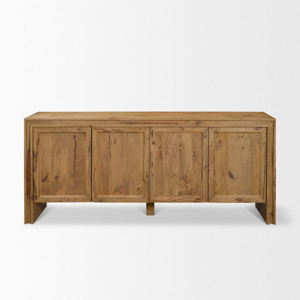 Notts Brown Wood 4-Door Closed Sideboard by Mercana at Eve Furniture