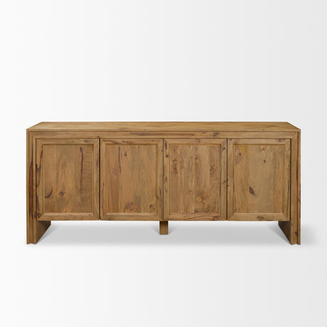 Notts Brown Wood 4-Door Closed Sideboard by Mercana at Eve Furniture