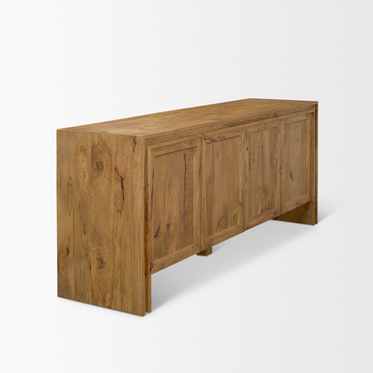 Notts Brown Wood 4-Door Closed Sideboard by Mercana at Eve Furniture