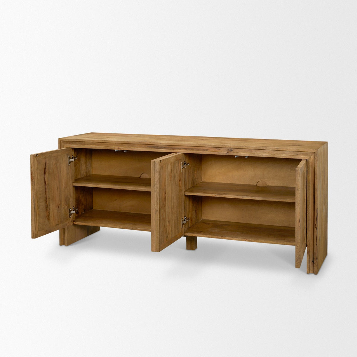 Notts Brown Wood 4-Door Closed Sideboard by Mercana at Eve Furniture
