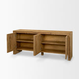 Notts Brown Wood 4-Door Closed Sideboard by Mercana at Eve Furniture