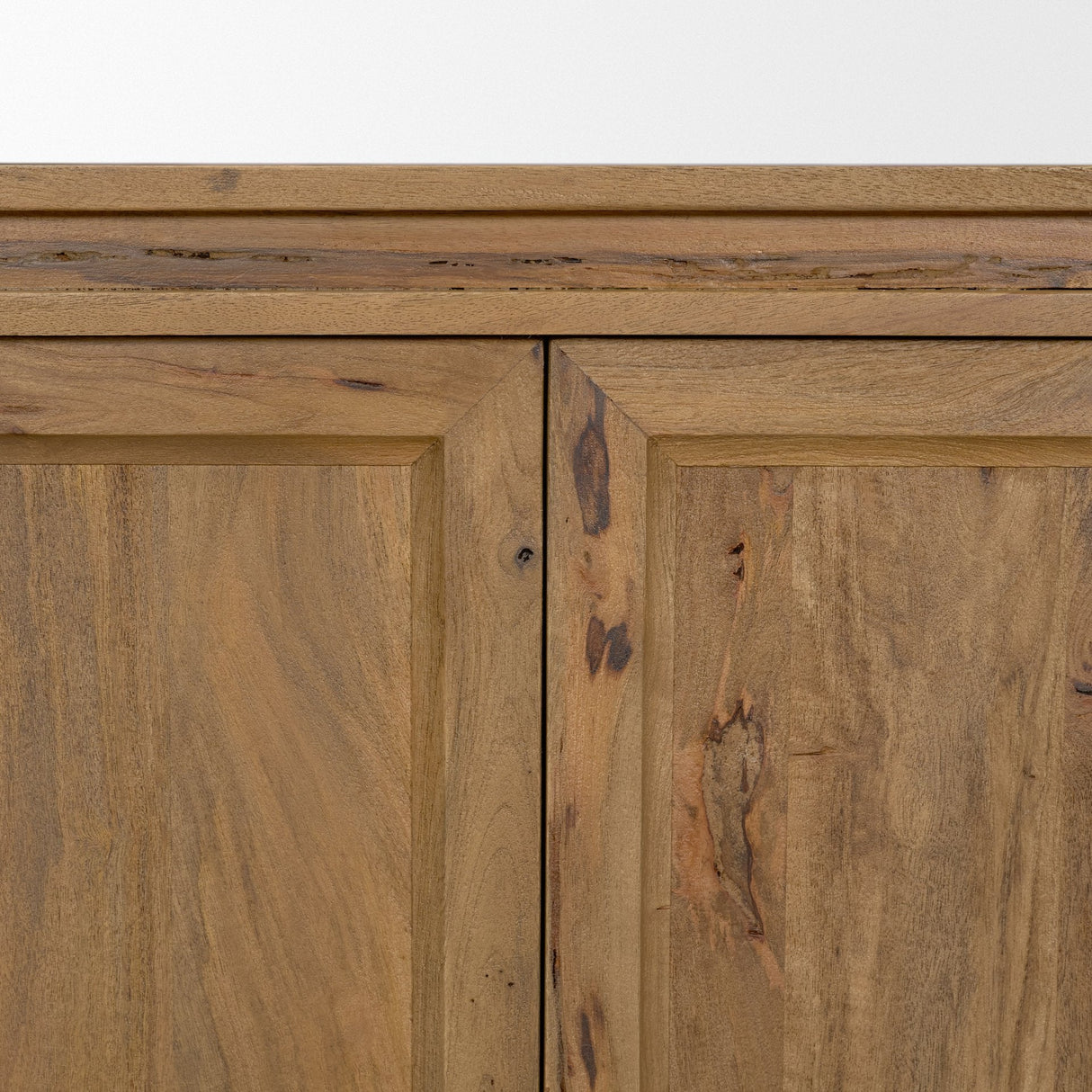 Notts Brown Wood 4-Door Closed Sideboard by Mercana at Eve Furniture