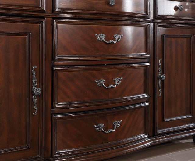 Nouvelle Brown Cherry Hutch & Buffet by Furniture of America at Eve Furniture