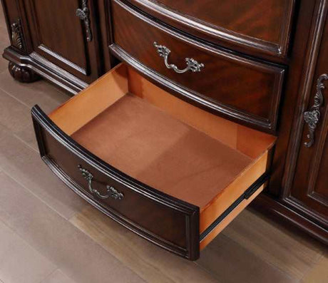 Nouvelle Brown Cherry Hutch & Buffet by Furniture of America at Eve Furniture