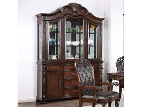 Nouvelle Brown Cherry Hutch & Buffet by Furniture of America at Eve Furniture