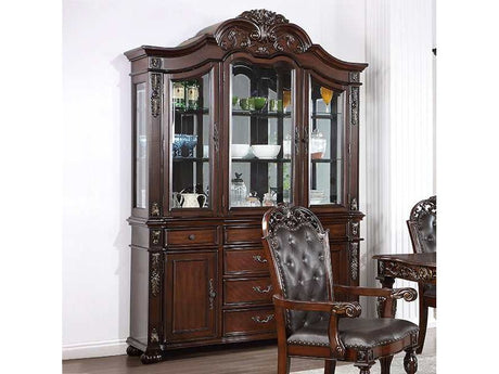 Nouvelle Brown Cherry Hutch & Buffet by Furniture of America at Eve Furniture