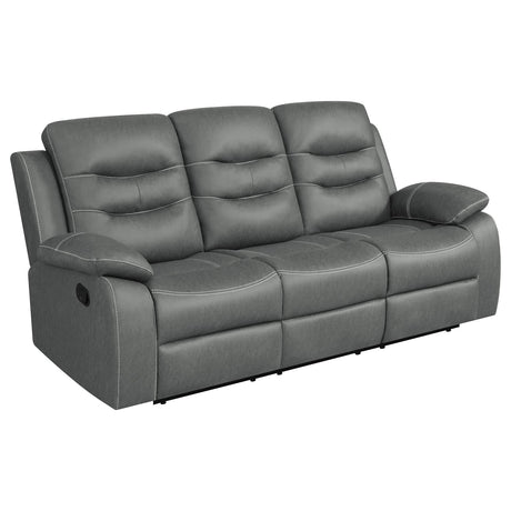 Nova 2-piece Upholstered Motion Reclining Sofa Set Dark Grey