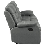 Nova 2-piece Upholstered Motion Reclining Sofa Set Dark Grey