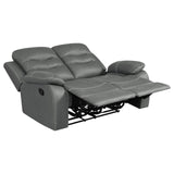 Nova 2-piece Upholstered Motion Reclining Sofa Set Dark Grey