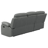 Nova 3-piece Upholstered Motion Reclining Sofa Set Dark Grey