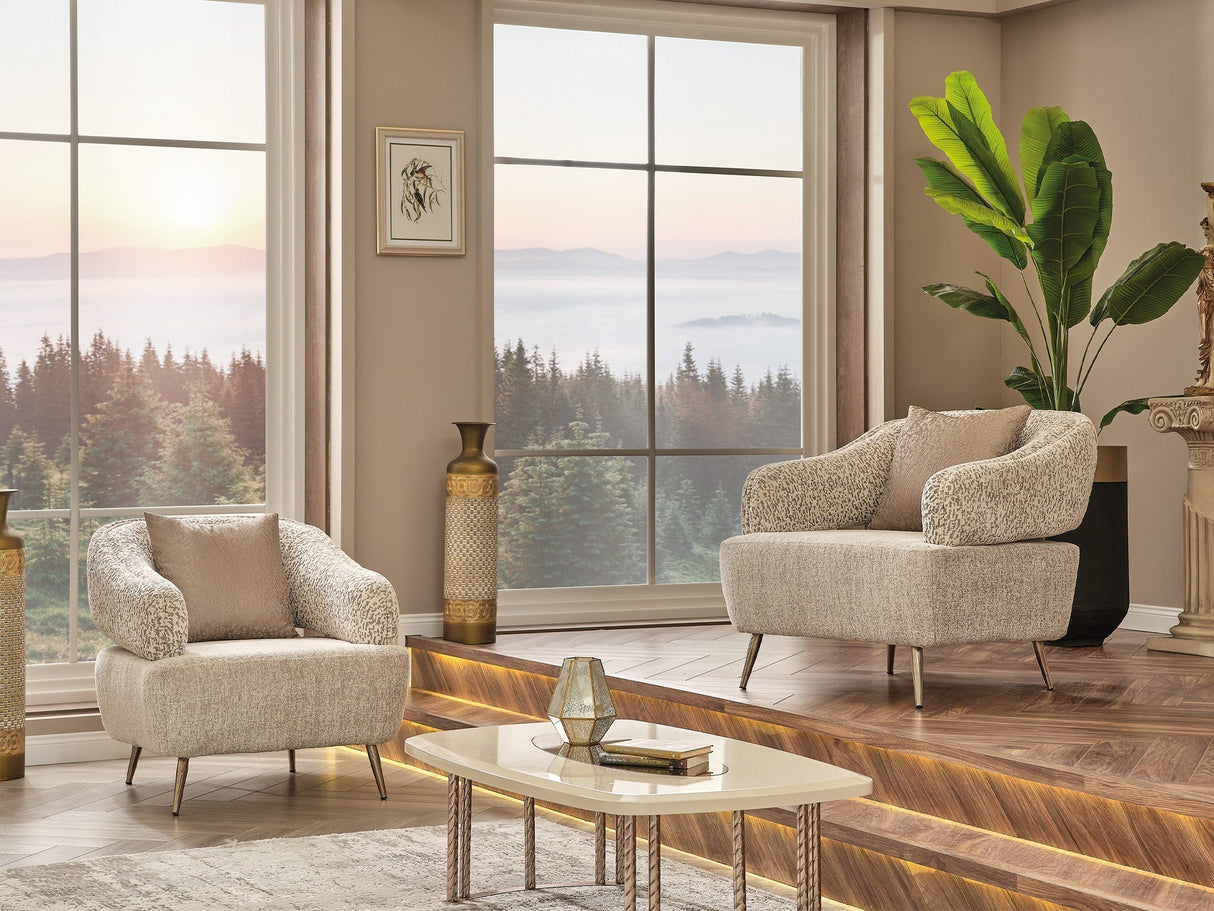 Nova 3-pieces (Sofa & Loveseat & Chair) Livingroom Set in Cream by Furnia at Eve Furniture