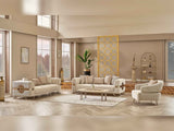 Nova 3-pieces (Sofa & Loveseat & Chair) Livingroom Set in Cream