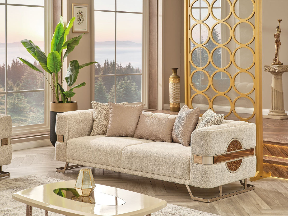Nova 3-pieces (Sofa & Loveseat & Chair) Livingroom Set in Cream by Furnia at Eve Furniture