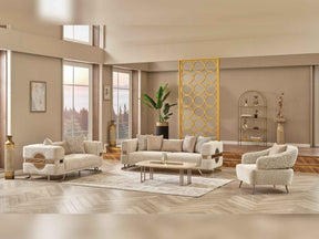 Nova Cream 3-pieces (Sofa & Loveseat & Chair) Living Room Set by Furnia at Eve Furniture