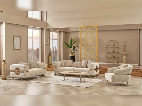 Nova Cream 3-pieces (Sofa & Loveseat & Chair) Living Room Set by Furnia at Eve Furniture