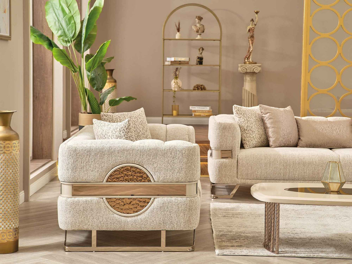 Nova Cream Stationary Loveseat by Furnia at Eve Furniture