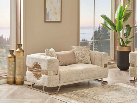 Nova Cream Stationary Loveseat by Furnia at Eve Furniture
