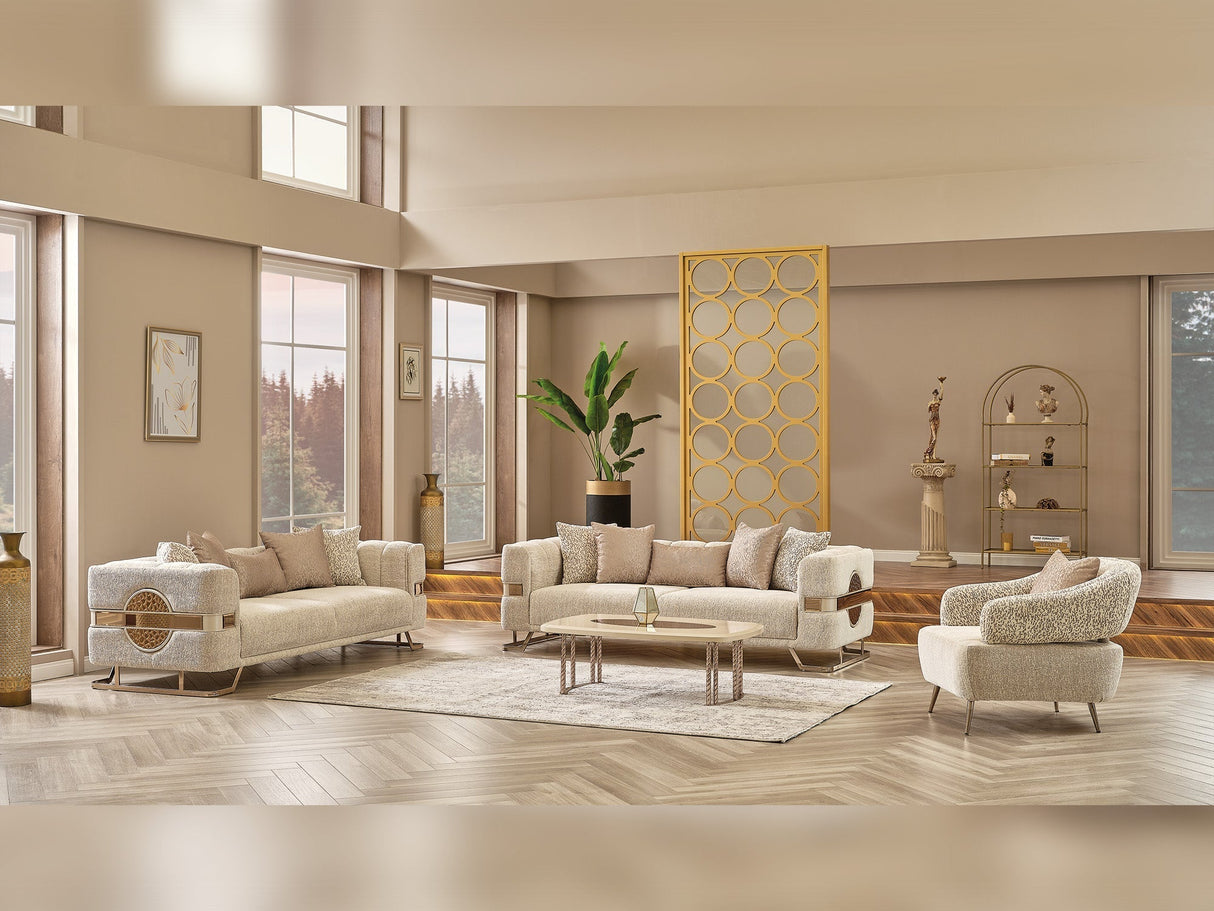 Nova Cream Stationary Sofa by Furnia at Eve Furniture