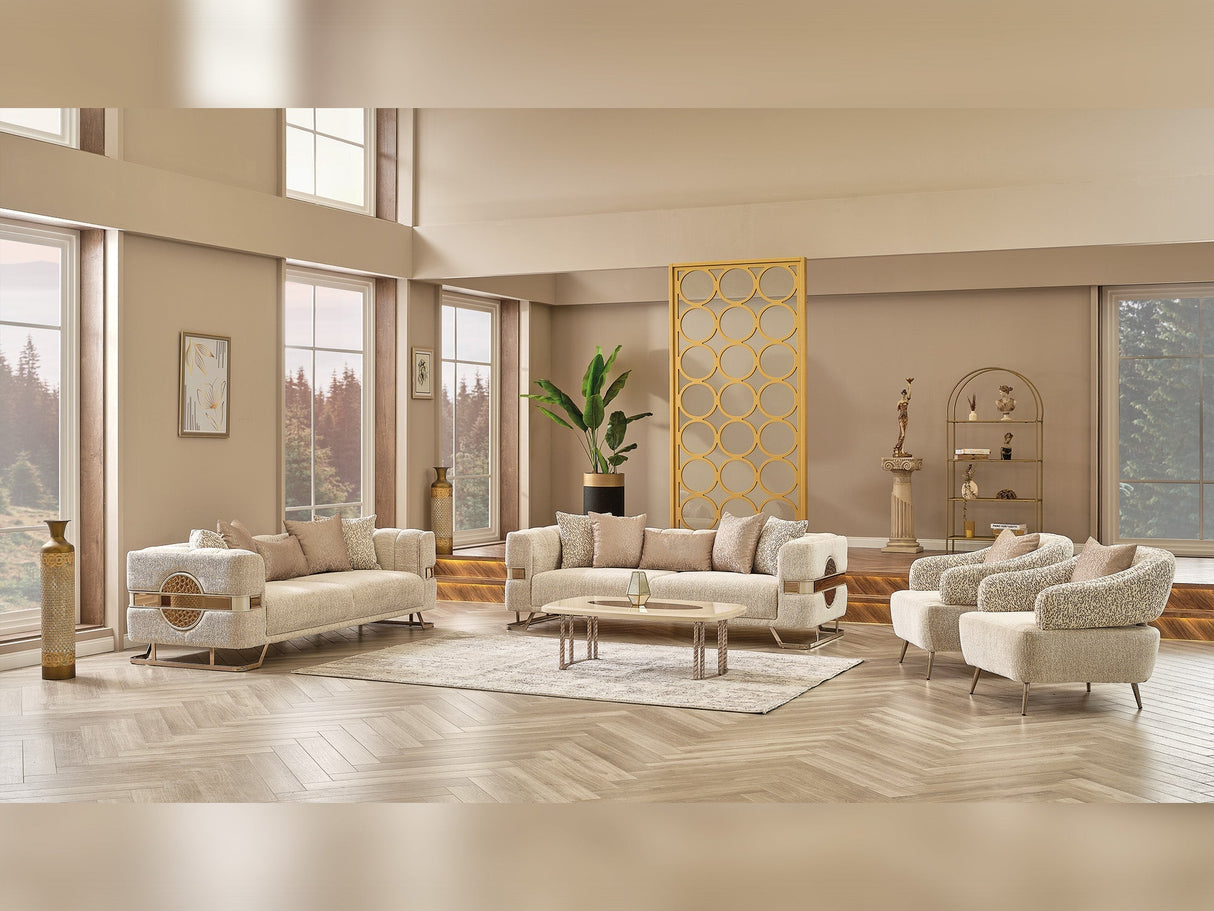 Nova Cream Stationary Sofa by Furnia at Eve Furniture