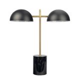 Nova Hydro Black Table Lamp with On/Off Switch Double Lamp with Faux Marble Base