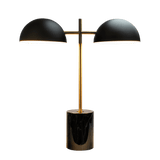 Nova Hydro Black Table Lamp with On/Off Switch Double Lamp with Faux Marble Base