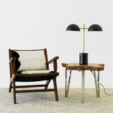 Nova Hydro Black Table Lamp with On/Off Switch Double Lamp with Faux Marble Base by Ashcroft Furniture at Eve Furniture