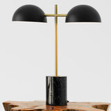 Nova Hydro Black Table Lamp with On/Off Switch Double Lamp with Faux Marble Base by Ashcroft Furniture at Eve Furniture