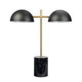 Nova Hydro Black Table Lamp with On/Off Switch Double Lamp with Faux Marble Base by Ashcroft Furniture at Eve Furniture