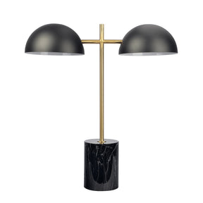 Nova Hydro Black Table Lamp with On/Off Switch Double Lamp with Faux Marble Base by Ashcroft Furniture at Eve Furniture