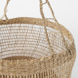 Nova (Set of 2) Light Brown Seagrass Woven Round Basket W/ Long Handle by Mercana at Eve Furniture