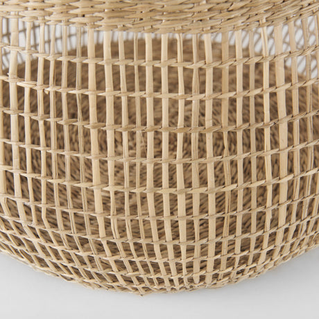 Nova (Set of 2) Light Brown Seagrass Woven Round Basket W/ Long Handle by Mercana at Eve Furniture