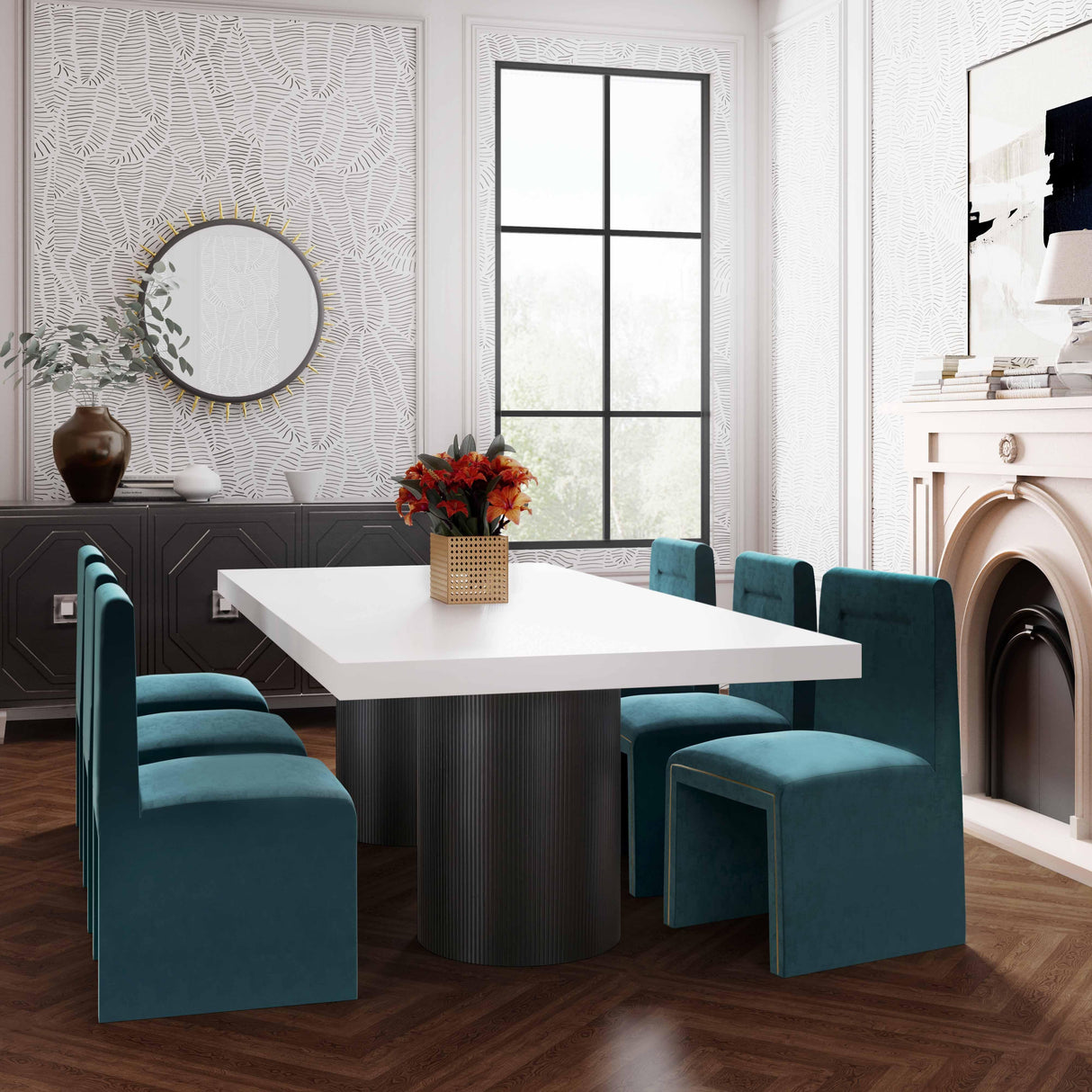 Nova White Lacquer 95" Rectangular Dining Table by TOV Furniture at Eve Furniture