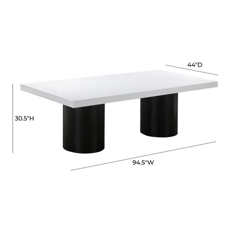 Nova White Lacquer 95" Rectangular Dining Table by TOV Furniture at Eve Furniture