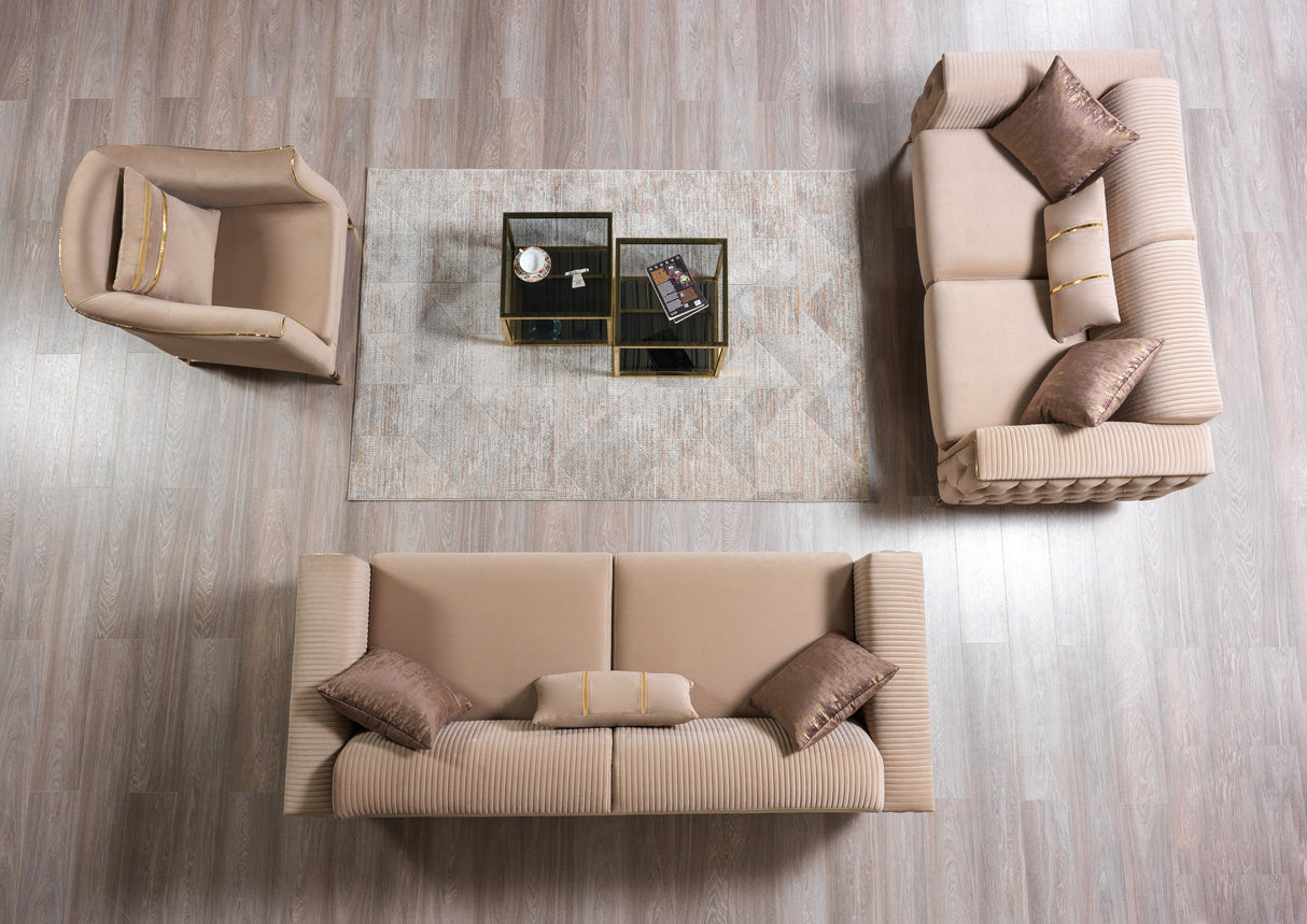 Belinda Coffee Velvet Sofa 89" & Loveseat 69"