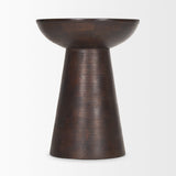 Novell Dark Brown Wood Pedestal Accent Table by Mercana at Eve Furniture