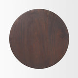 Novell Dark Brown Wood Pedestal Accent Table by Mercana at Eve Furniture