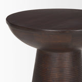 Novell Dark Brown Wood Pedestal Accent Table by Mercana at Eve Furniture