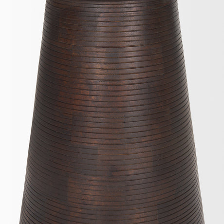 Novell Dark Brown Wood Pedestal Accent Table by Mercana at Eve Furniture