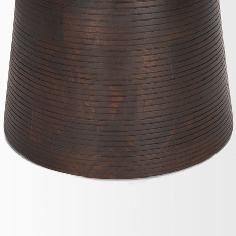 Novell Dark Brown Wood Pedestal Accent Table by Mercana at Eve Furniture
