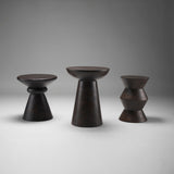 Novell Dark Brown Wood Pedestal Accent Table by Mercana at Eve Furniture