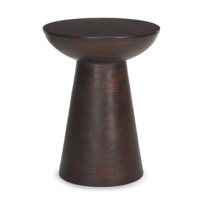 Novell Dark Brown Wood Pedestal Accent Table by Mercana at Eve Furniture