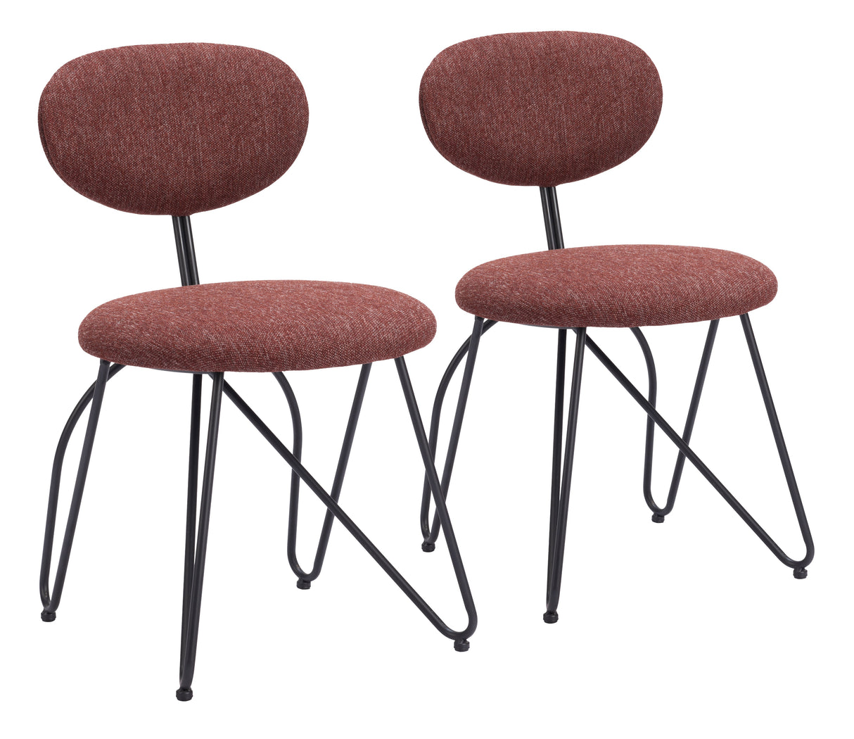 Novi Maroon Brown Dining Chair (Set of 2) by Zuomod at Eve Furniture