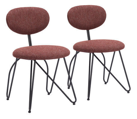 Novi Maroon Brown Dining Chair (Set of 2) by Zuomod at Eve Furniture
